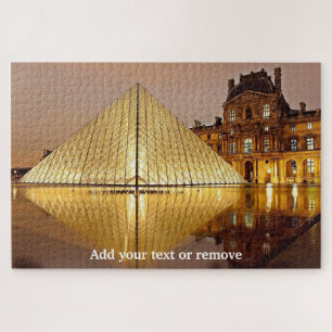Glass pyramid entrance to Louvre Museum, Paris, Jigsaw Puzzle