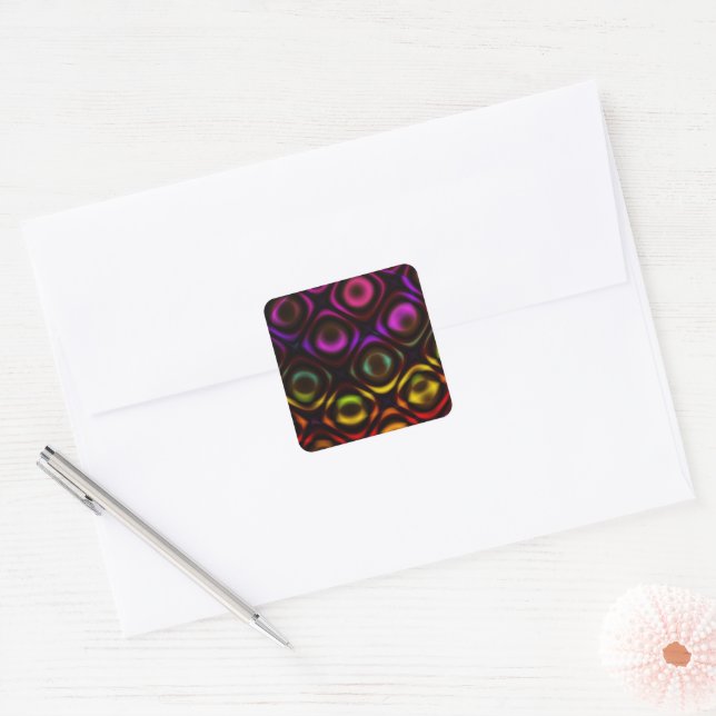 Glass | Rainbow Fractal Art Square Sticker (Envelope)