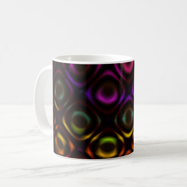Glass | Rainbow Fractal Art Wrap Coffee Mug (Front Left)