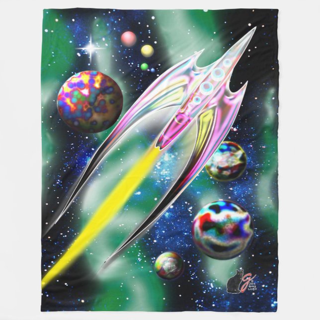 Glass Rocket Large Fleece Blanket (Front)