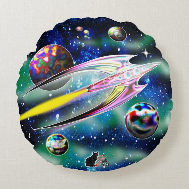 Glass Rocket Round Cushion (Front)