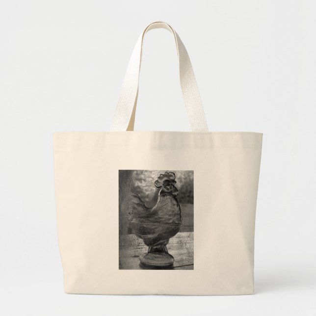 Glass Rooster Large Tote Bag (Front)
