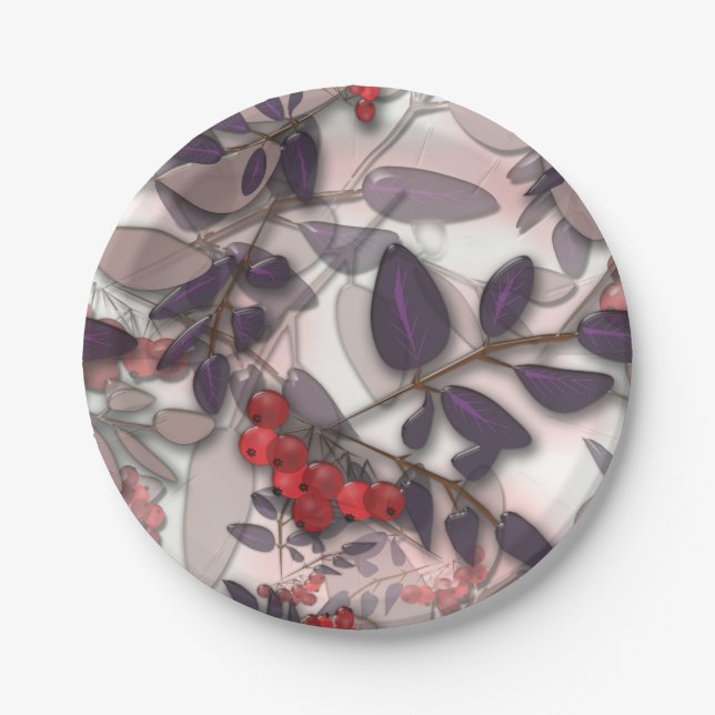 Glass, Rowan, bunch of Rowan Paper Plate (Front)