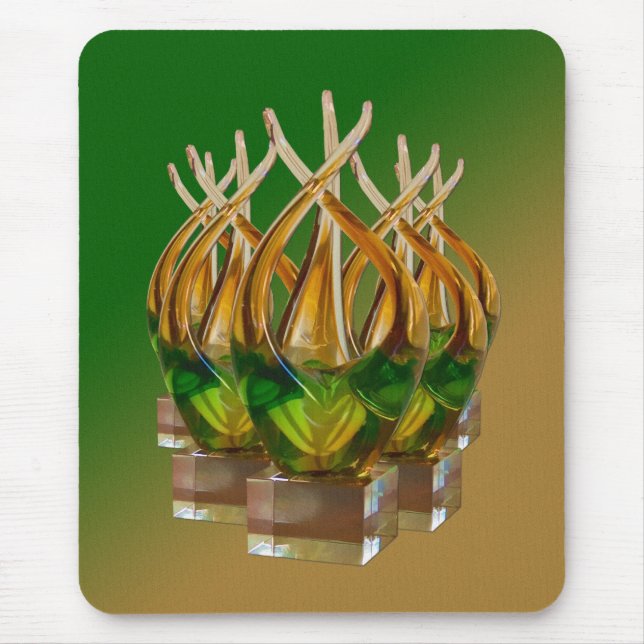 Glass Sculpture in Greens and Browns Mousepad (Front)