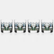  Glass Set with peacock Elegance