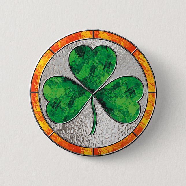 Glass Shamrock 6 Cm Round Badge (Front)