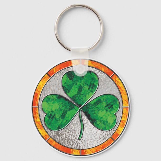 Glass Shamrock Key Ring (Front)