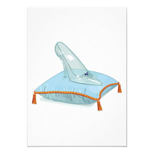 Glass Slipper On A Pillow` Invitation