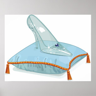 Glass Slipper On A Pillow Poster