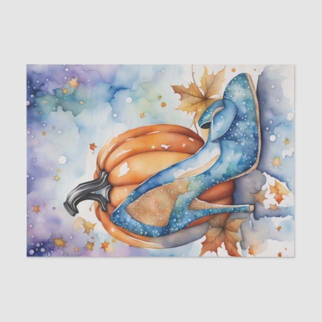 Glass Slipper Pumpkin Fairy Tale Decoupage Paper (Front)