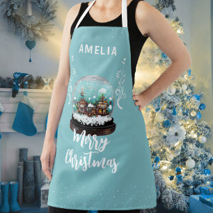 Glass Snowball Winter Village Foliage Christmas Apron