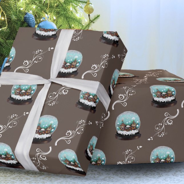 Glass Snowball Winter Village Snowy Christmas Wrapping Paper (Creator Uploaded)
