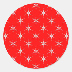 Glass Snowflakes On Red Background Classic Round Sticker