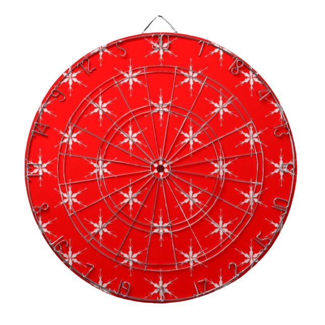 Glass Snowflakes On Red Background Dartboard (Front)