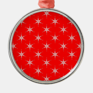 Glass Snowflakes On Red Background Metal Tree Decoration