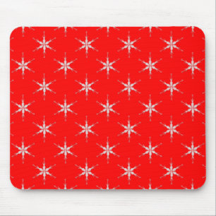 Glass Snowflakes On Red Background Mouse Pad