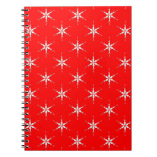 Glass Snowflakes On Red Background Notebook
