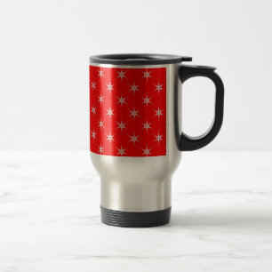 Glass Snowflakes On Red Background Travel Mug
