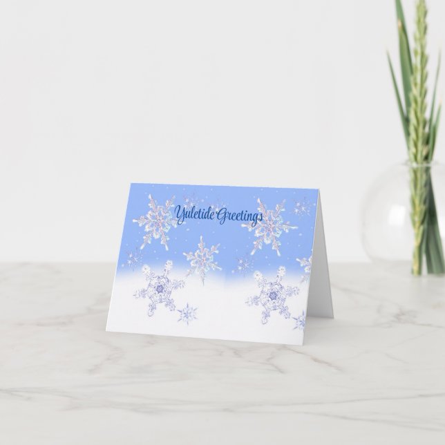 Glass snowflakes Yuletide Holiday Card (Front)