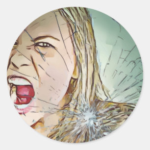glass,sticker,broken glass,broken glass classic round sticker