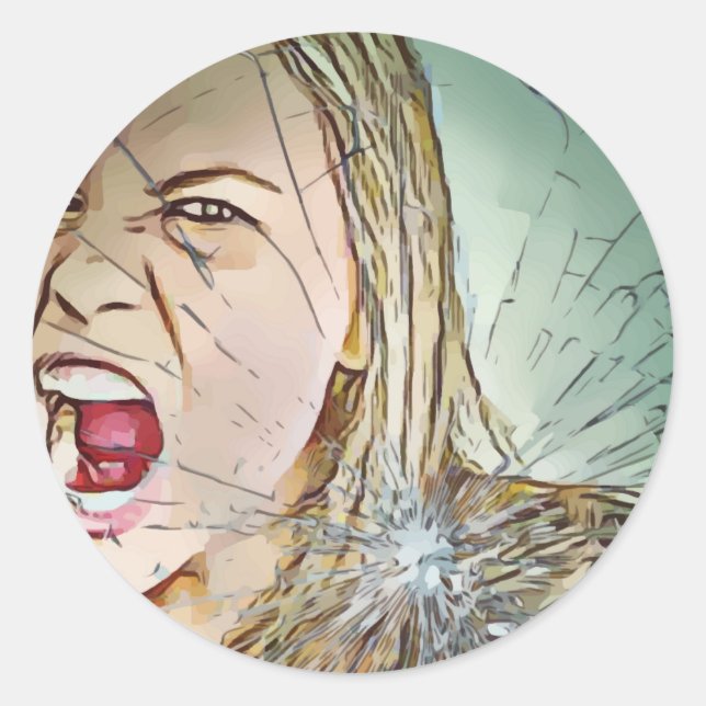 glass,sticker,broken glass,broken glass classic round sticker (Front)