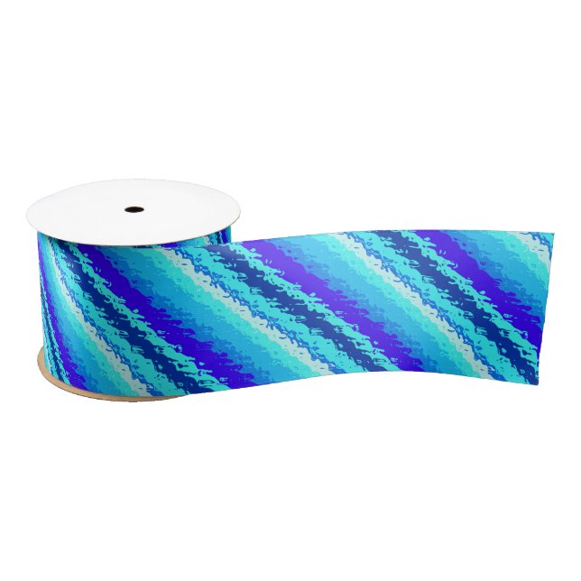 Glass Stripes in Shades of Sapphire Blue  Satin Ribbon (Spool)