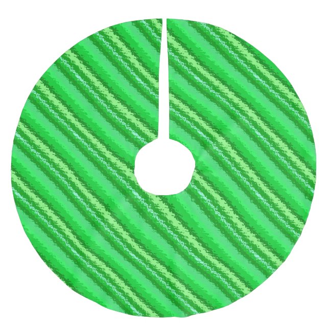 Glass stripes - shades of emerald green brushed polyester tree skirt (Front)