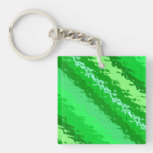Glass stripes - shades of emerald green key ring
