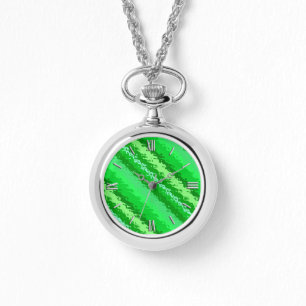 Glass stripes - shades of emerald green watch