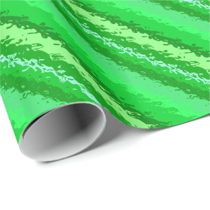 Glass stripes - shades of emerald green wrapping paper