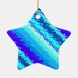 Glass stripes - shades of ocean blue ceramic ornament