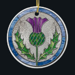 Glass Thistle Ornament<br><div class="desc">An ornament that features the scottish thistle emblem as a stained glass panel.</div>