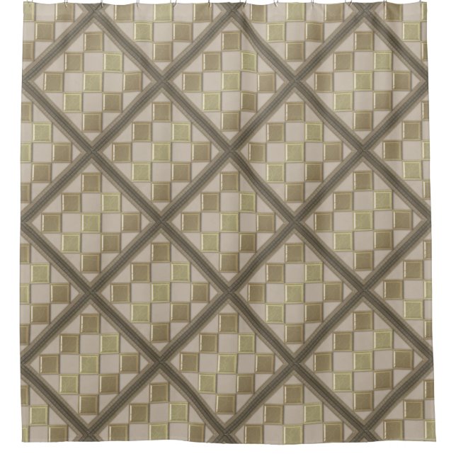 Glass tile 3D beige colour Shower Curtain (Front)