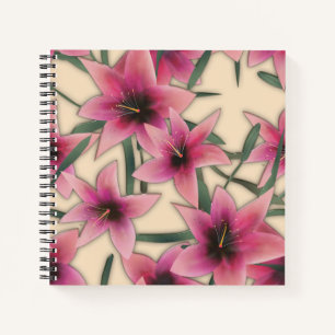 Glass tile 3D liquid lily flowers bloom Notebook