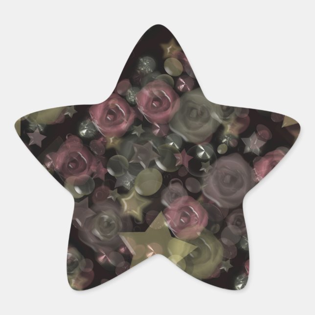 Glass tile 3D liquid roses and stars  Star Sticker (Front)