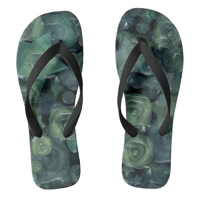 Glass tile 3D liquid roses and stars Thongs (Footbed)