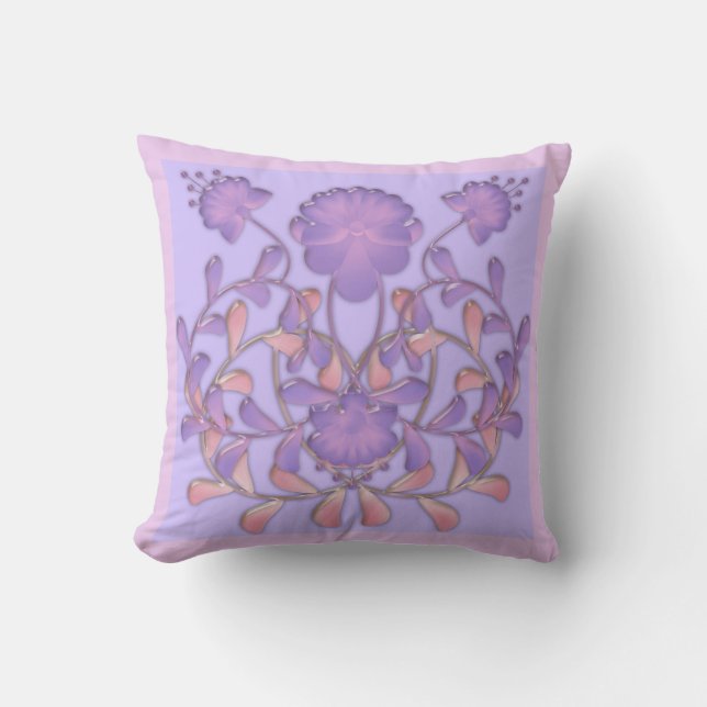 Glass tile 3D liquid violet flowers gzhel Cushion (Front)