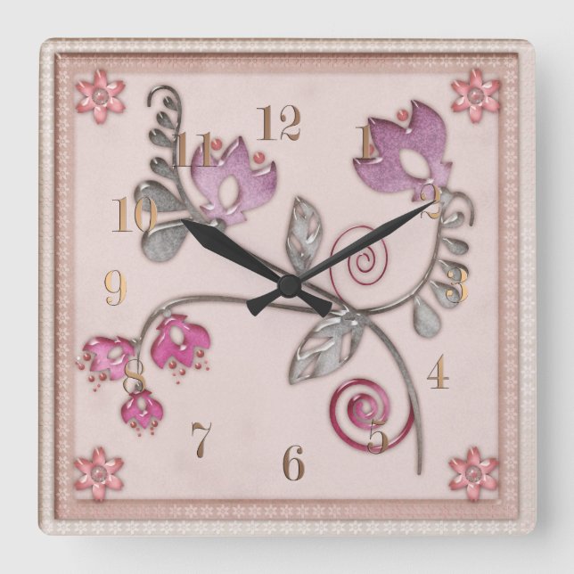 Glass tile square wall clock (Front)
