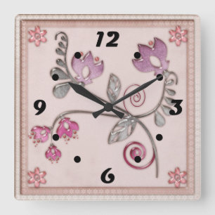Glass tile square wall clock