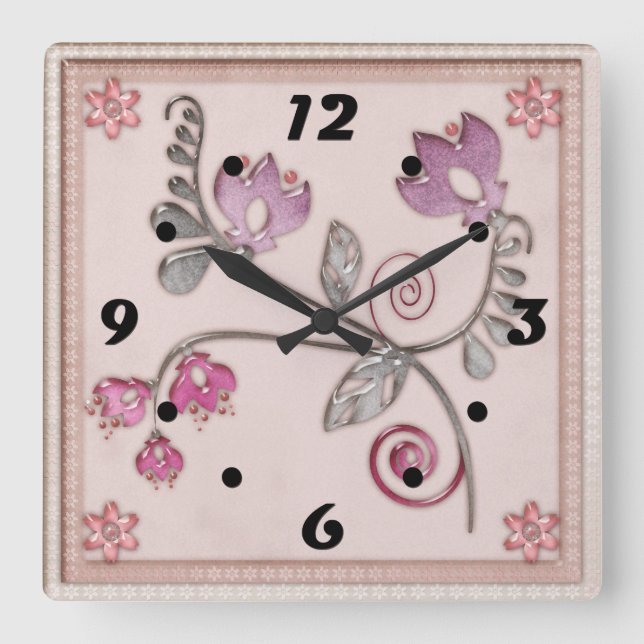 Glass tile square wall clock (Front)