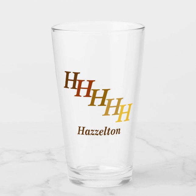 Glass Tumbler - Stepped Initials and Name in Brown (Front)