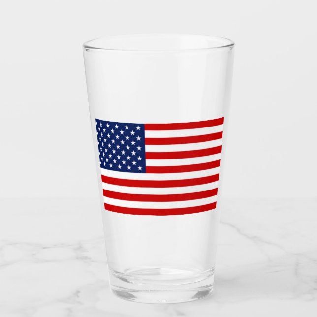 Glass Tumbler USA Flag 16 onz (Front)