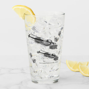 Glass Tumbler : Violin with Rose & Lilly's B & W