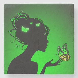 Glass Underpants Made of Stone Female Butterflies Coaster