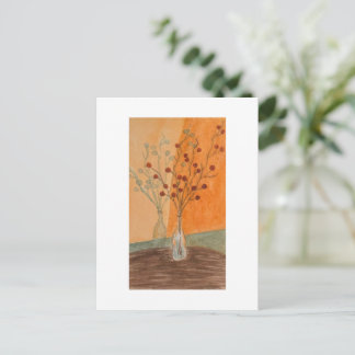 glass vase orange theme postcard