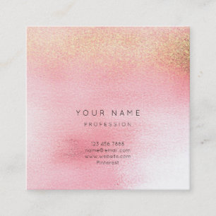Glass White Pink Rose Gold Peach Ombre Square Vip Business Card