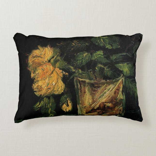 Glass with Roses by Vincent van Gogh Decorative Cushion (Front)