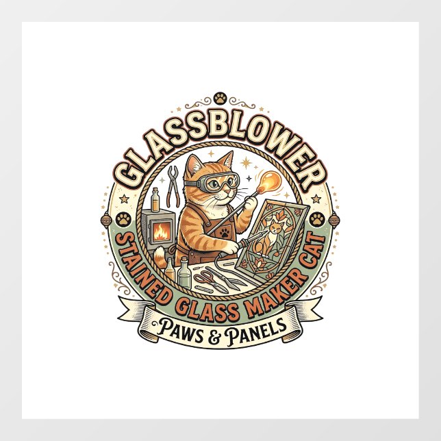 Glassblower Stained Glass Maker Cat Glassblower St (Sheet)