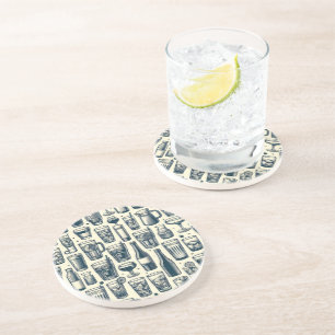 Glasses and Bottles Design Coaster