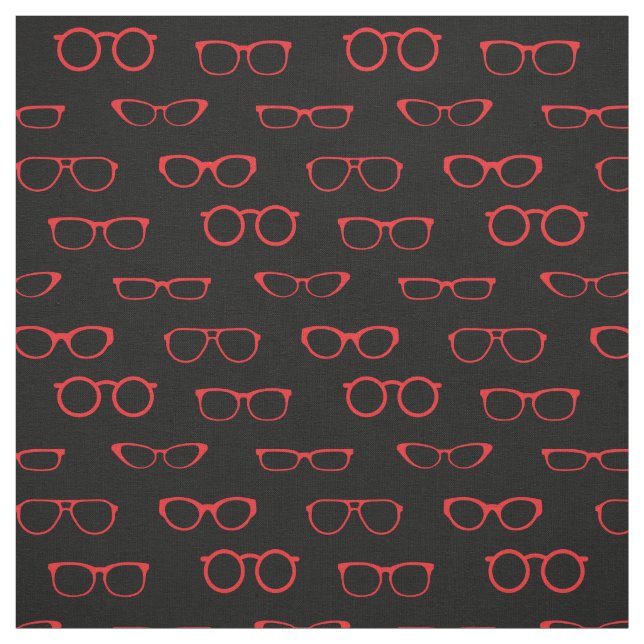 Glasses Cute Optician Optometrist Red Fabric (Swatch)